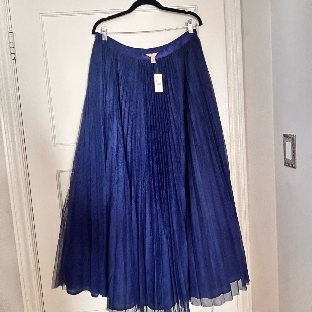 Navy Pleated Skirt